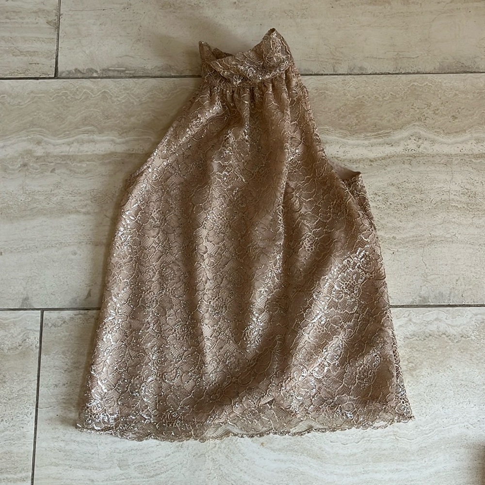 Champagne Lace Halter Top